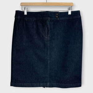 🦜 NEW Talbots Denim Jean Skirt Size 14P Dark Blue Coastal Casual